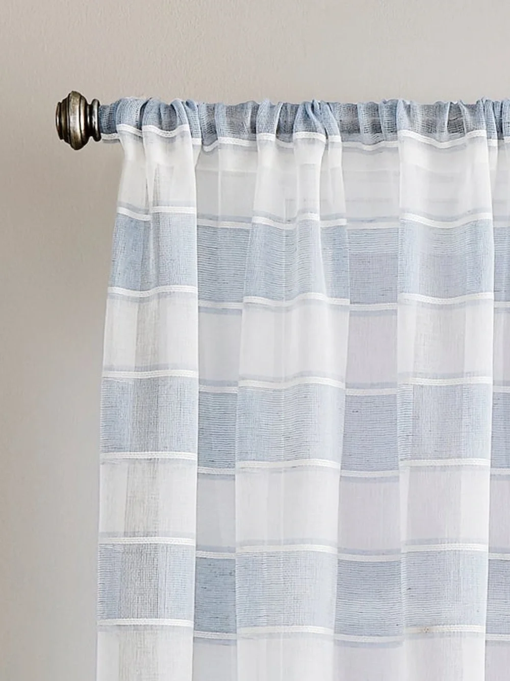 Curtainworks Harbor Sheer Rod Pocket Curtain Panels Blue/White Stripe 50x63 2pk